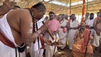 Kindling the Agni after The Arani Manthan,  the traditional way of lighting the Agni for the Yagna